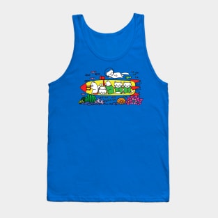 6 Adventurer Kitty Cats in a Yellow Submarine Exploring the Seas Tank Top